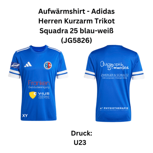 Aufwärmshirt - Adidas Herren Kurzarm Trikot Squadra 25 blau-weiß (JG5826)