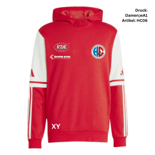 Trainingsjacke/Hoodie Spieler- Adidas Squadra 25 Sweat Hoodie rot weiß (JD2973))