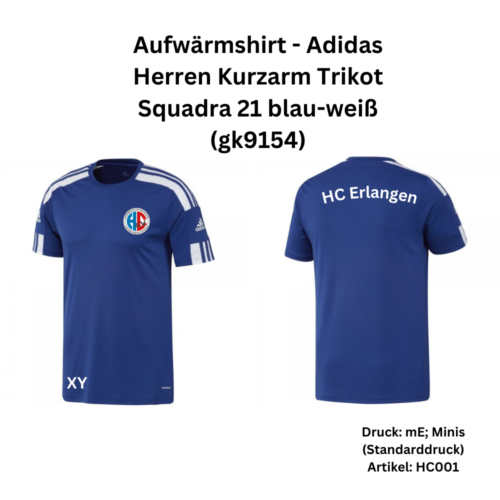 Aufwärmshirt - Adidas Herren Kurzarm Trikot Squadra 21 blau-weiß (gk9154)