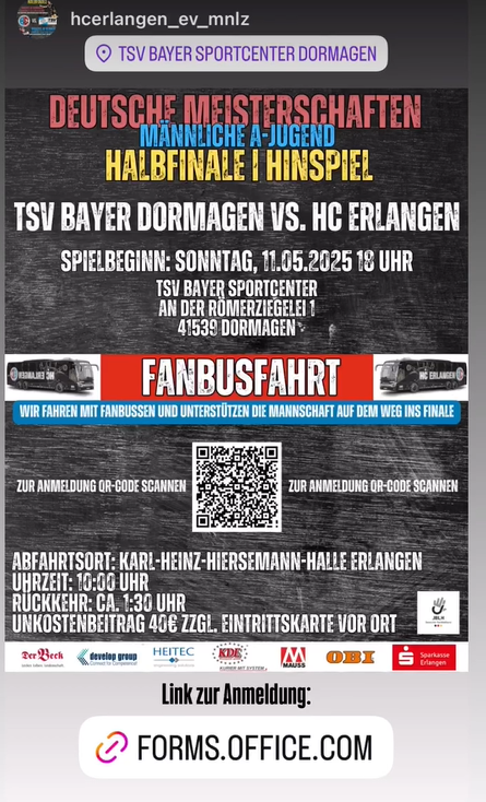 1/2 Finale in Dormagen am 11.05.25. Wer fährt mit im Fanbus?